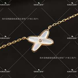 高版本v金厚镀18k玫瑰金cnc尚美交叉天然贝母吊坠锁骨银项链女友