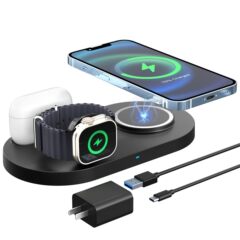 クロスボーダー新型マグセーフマグネット三合一ワイヤレス充電器腕時計ワイヤレス充電多機能携帯電話ホルダー