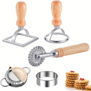 Cross-border kitchen dumpling printing edge tool suit 5pcs Italian stainless steel dumpling ware dumpling making artifact in stock