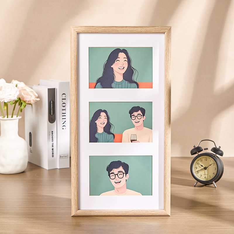 Creative Combination Photo Frame for Wall Hanging Couple 6inch Wooden Empty Frame DIY Three-Grid Photo Frame Long Strip Picture Frame Wholesale Customization Creative Combination Photo Frame for Wall Hanging Couple 6inch Wooden Empty Frame DIY Three-Grid Photo Frame Long Strip Picture Frame Wholesale Customization