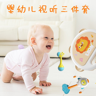Baby early education toys can eat tooth glue soothing rattle puzzle baby hand beat drum newborn rattle 0-1