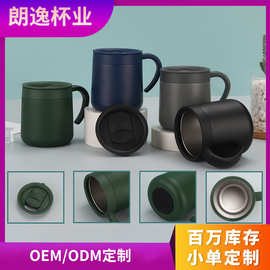 跨境新款304不锈钢保温杯商务办公双层咖啡杯便携带手柄马克杯