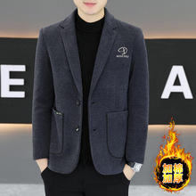 毛呢西装男秋冬季加棉加厚2024新款商务休闲小西服上衣单件2602