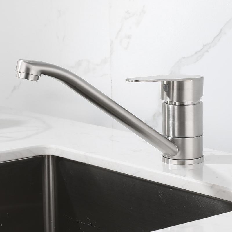 304 Stainless Steel Kitchen Sink Faucet for Home Use with Extended Spout, Rotatable, Dual-Purpose Hot and Cold, Splash-Proof 304 Stainless Steel Kitchen Sink Faucet for Home Use with Extended Spout, Rotatable, Dual-Purpose Hot and Cold, Splash-Proof