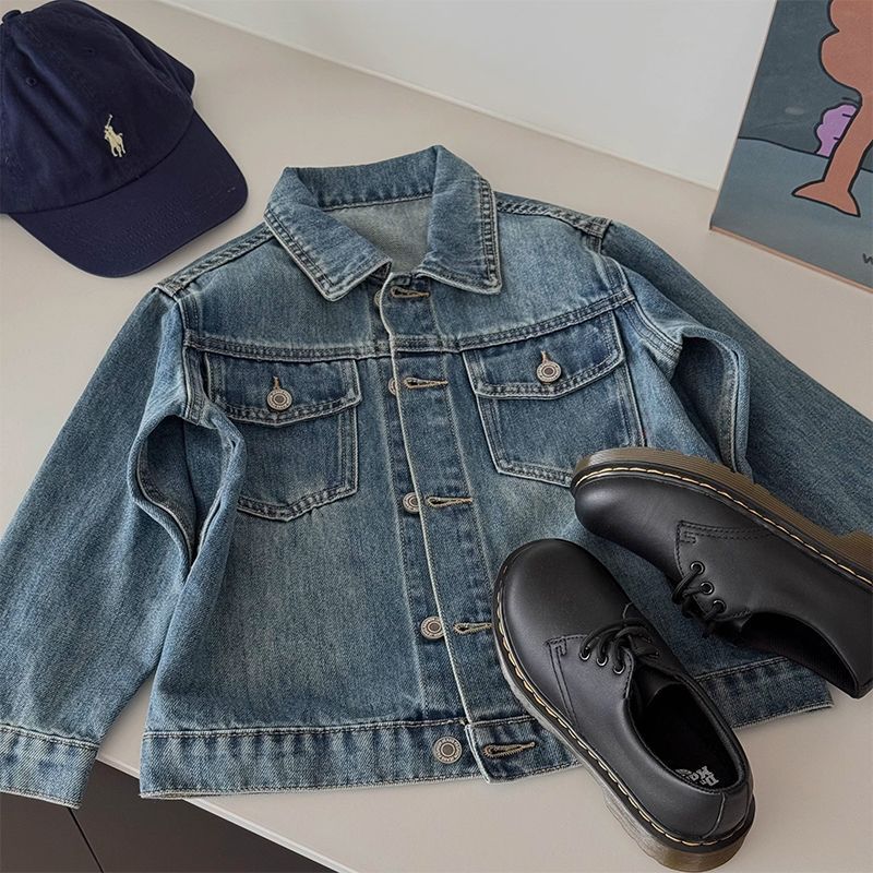 Boys' new spring and autumn Korean-style loose denim jacket, trendy and versatile, casual outerwear for older children
