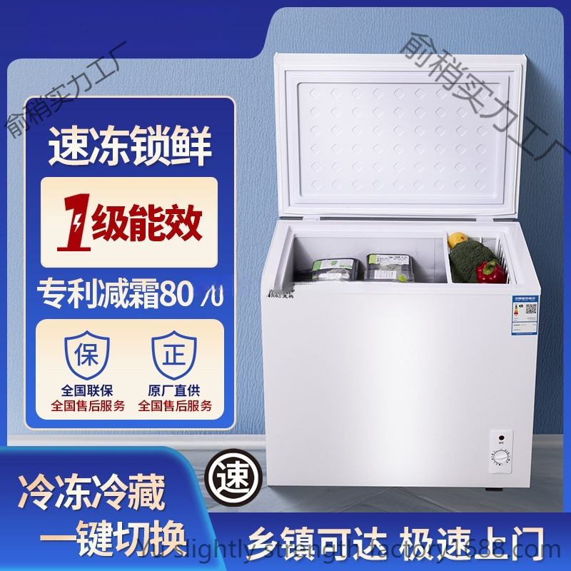 Quick-Frozen Fresh-Keeping Freezer First-Class Energy Consumption Commercial Small Household Freezer One-Person Mini Horizontal Refrigerator Silent