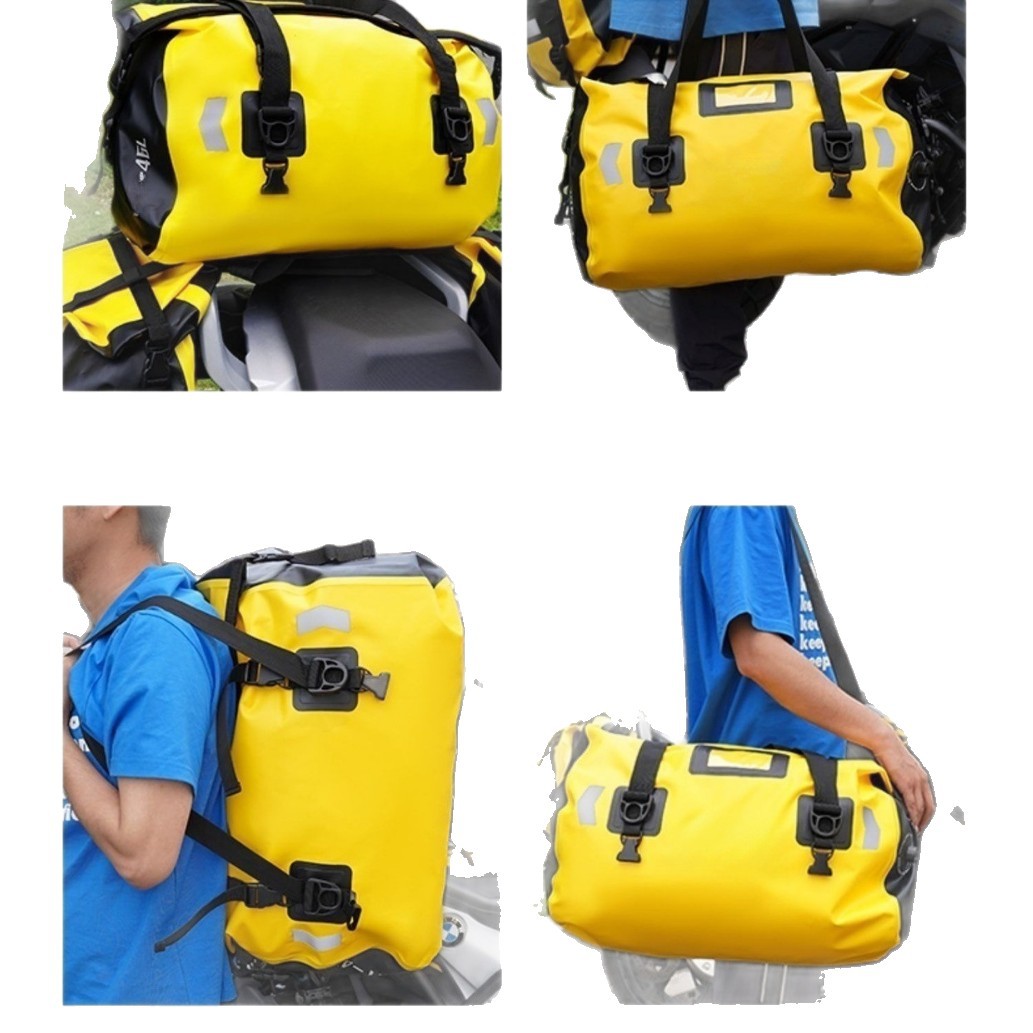 Mochila de motocicleta de PVC de gran capacidad mochila de cola bolsa de transporte bolsa de almacenamiento general bolsa de comercio exterior bicicleta bolsa de barra trasera