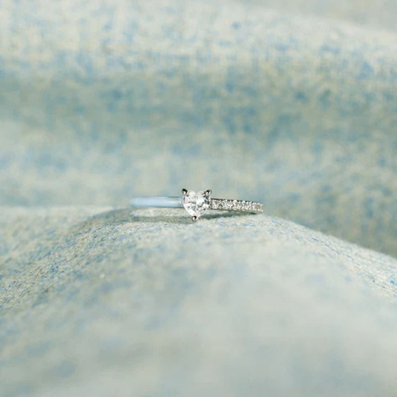 10g Weight Zircon Insert Material Rings Classification 1 Piece Quantity Simple Style Heart Shape Zircon Alloy Wholesale Rings