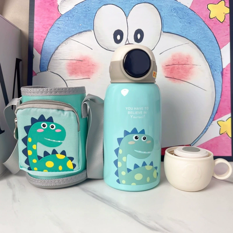 BirthStory Kids Glass Bottle with Stainless Straw, 600ml, 316 Triple Cover, Colorful Shoulder Bag
