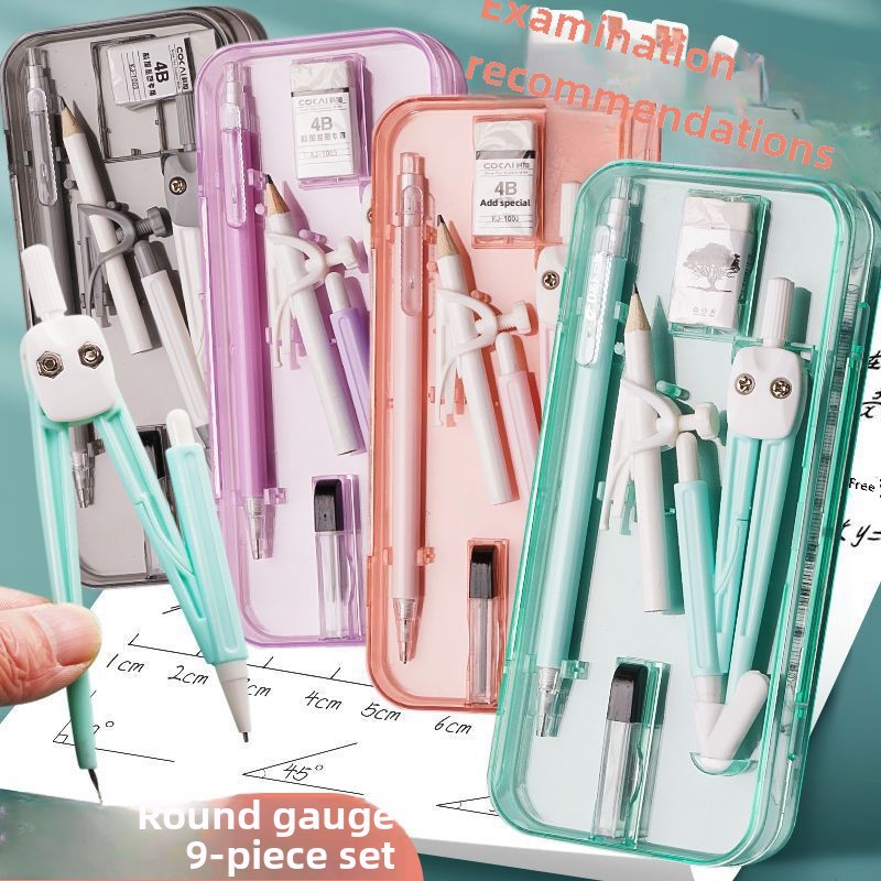 Compasses ruler suit high color triangle triangle ruler ruler student ruler set multi-function drawing compasses suit