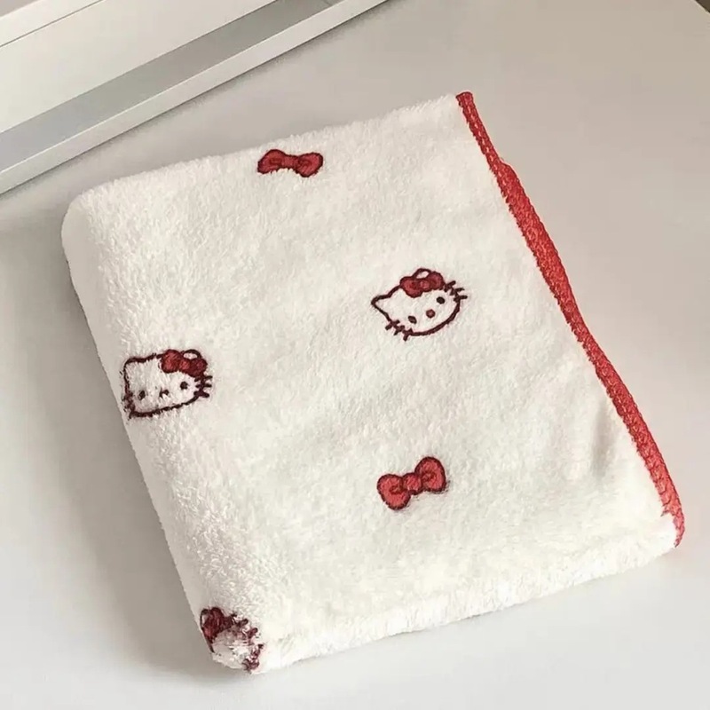 hellokitty浴巾女生珊瑚绒柔软吸水洗脸巾可爱kt猫学生毛巾干发帽|undefined