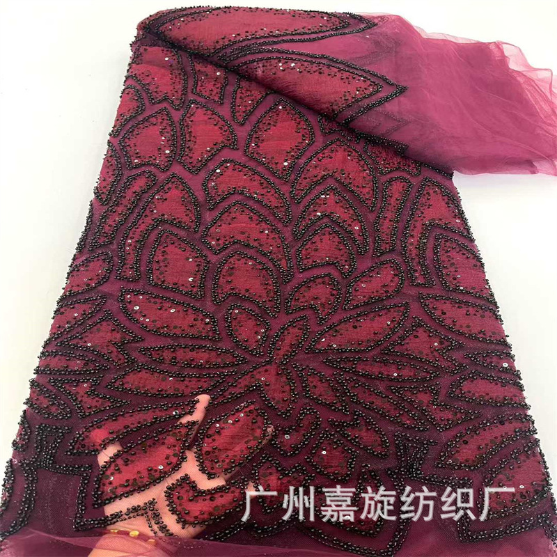 High Quality Elegant Mesh Hand-Beaded French Sequin Lace Fabric French Lace for Party