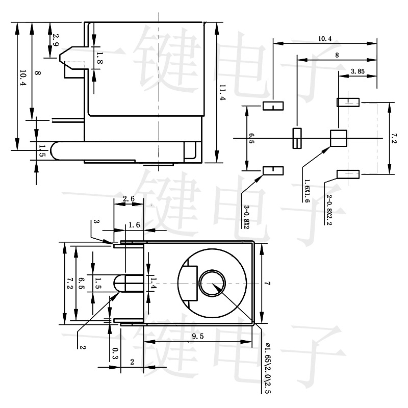 DC power socket DC-036A half pack 5.5X2.1/2.5/1.65 DC power socket with column connector