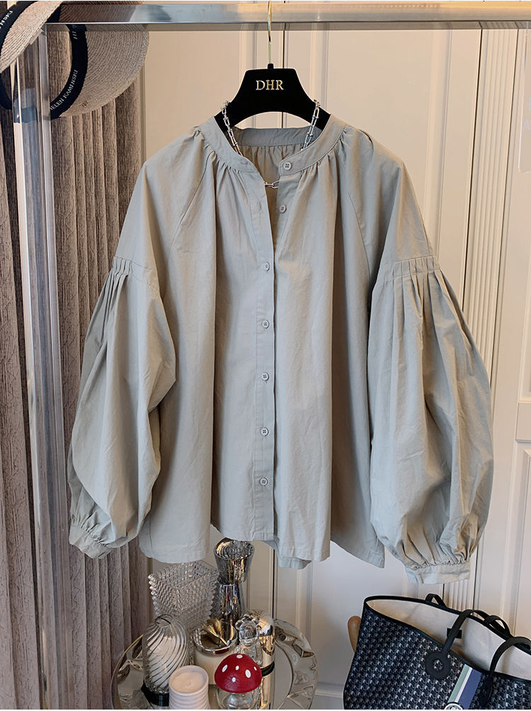 Spring Autumn Nw Womn's Clothing Rtro Frnch Styl Ruchd Puff Slv Loos Shirt Top For Womn Chic And Uniqu_ecoleips.com