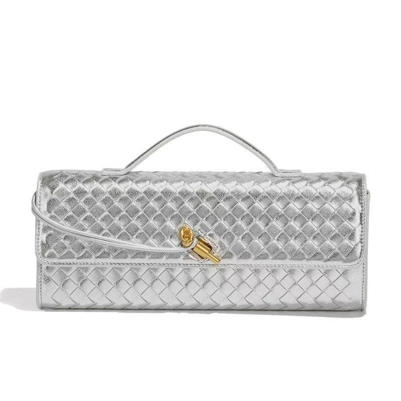 Niche Design Luxury Woven Shoulder Baguette Bag, Fashionable Elegant Clutch Evening Bag, Women's Crossbody Bag - Thumbnail 4