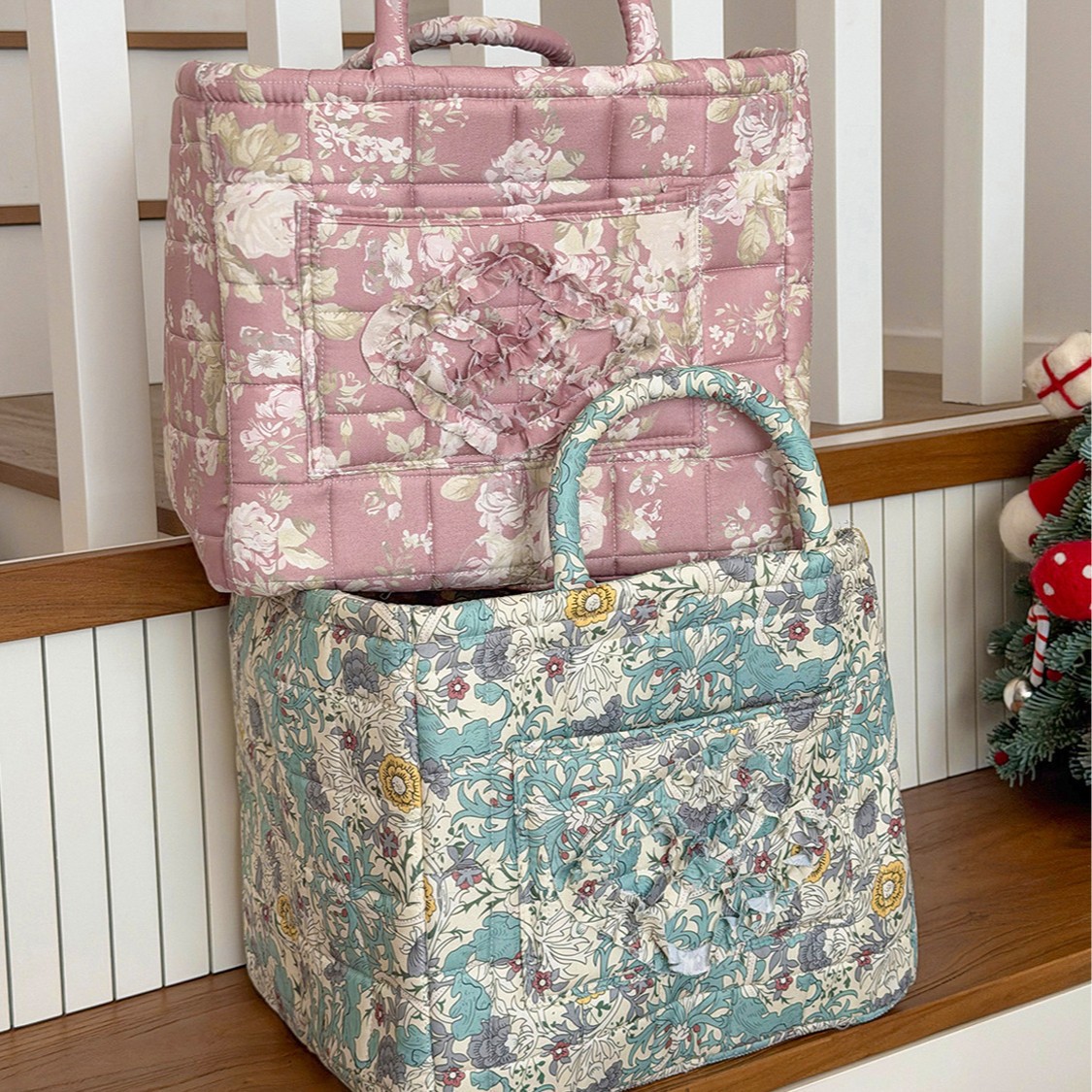 Cross-border Flower Garden Series Laundry Basket, Large Capacity Quilted Storage Basket, Desktop Snack and Sundry Organizer Basket