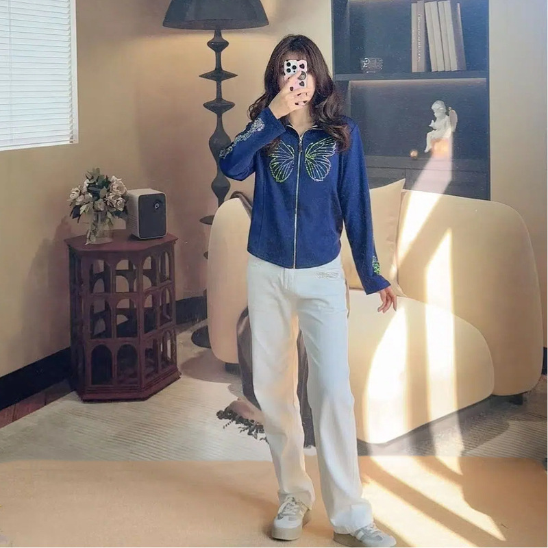 春夏白色简约显瘦直筒设计感时尚牛仔裤潮流时尚裤子日常百搭女装|undefined