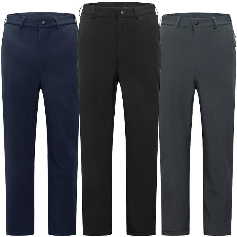 Autumn and Winter Outdoor Velvet Soft Shell Pants, Unisex Sports Pants, Pure Color Hiking Pants, Windproof, Warm and Cold-Proof Pants