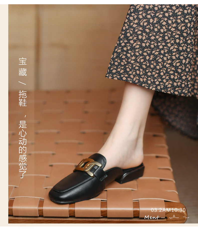 2022 neue Hausschuhe für Damen, Sommer-Oberbekleidung, modische quadratische Zehenpartie, britische Damenschuhe in Übergröße, Sandalen mit klobigem Absatz, Faulenzer, faule Schuhe_voghion.com