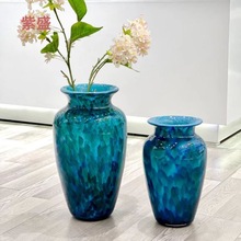 新款蓝花瓶大花瓶摆件客厅插花轻奢高档高级感落地客厅摆件
