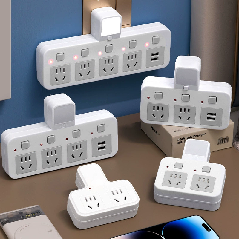Новая розетка-конвертер с одной в несколько гнёзд, USB, ночник, независимый выключатель, рядная удлинительная планка для дома