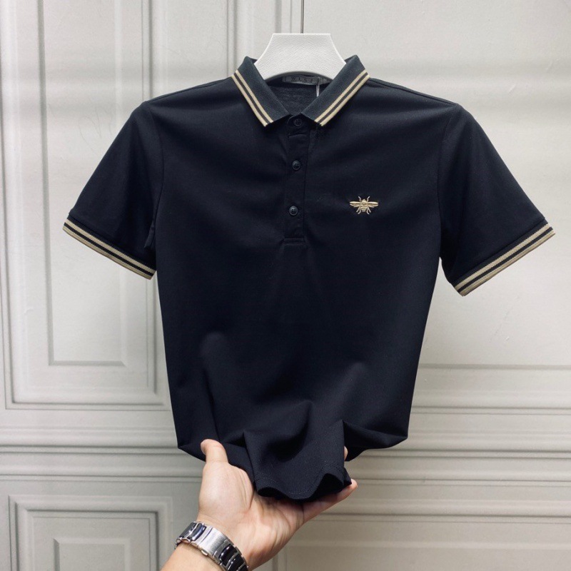 Estación europea marca de moda abeja camisa de manga corta 2022 verano hombres de fondo solapa superior camisa casual camiseta