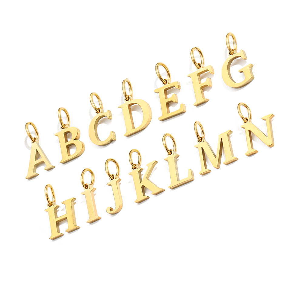 1 Piece Quantity 304 Stainless Steel Material 1 Piece 304 Stainless Steel PVD Coated Real Gold Plated Letter Pendant DIY Ornament Accessories