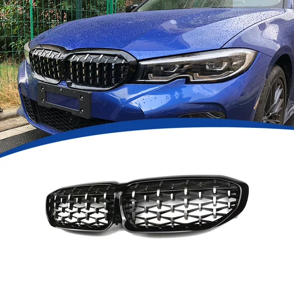 Suitable for 20-22 3 Series G20 Meteor Style Grille, 3 Series Grille Original Car Replacement, Full Glossy Black and Half Silver