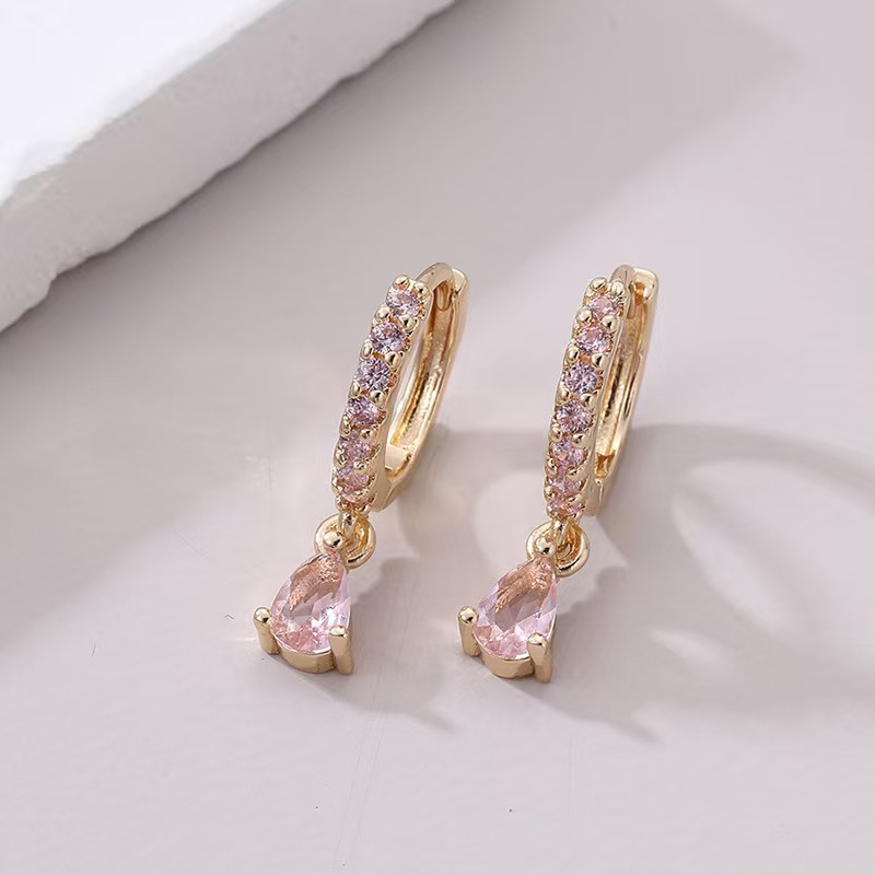 Europa y los Estados Unidos lujosos aretes de zircón de color de alto nivel, aretes de zircón de estilo francés para la explosión de aretes al por mayor transfronterizos