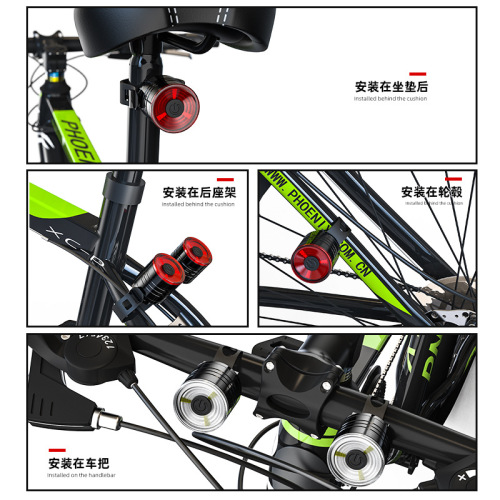 Cross-border new bicycle tail light aluminum alloy helmet light night riding warning light mountain bike LED headlight tail light