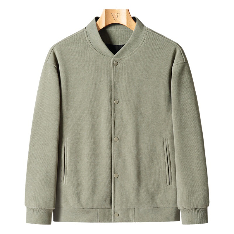 American Heavyweight Corduroy Baseball Jacket Men's Sweatshirt Jacket Men's Large Size Velvet Thickeneded Autumn and Winter Loose and Trendy