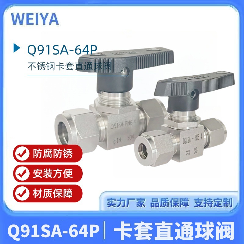 Q91SA-64P卡套式球阀YZQ-4型不锈钢面板球阀防美式手动直通仪表阀