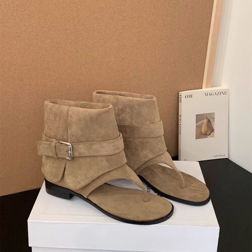 Casual flip-flops sandals short boots 2025 summer new style niche personalized flip-toe breathable Roman sandals for women