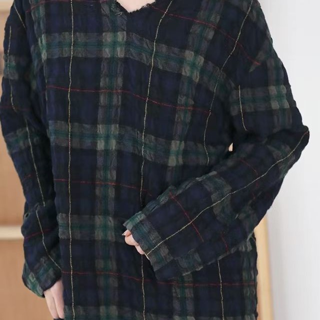 羊毛混纺色织格子起皱泡泡纱毛棉春秋时装衬衫羽绒服半身裙面料