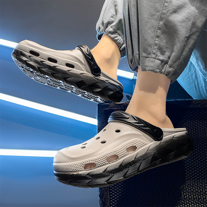 Zapatos con agujeros Sandalias antideslizantes y desodorantes para exteriores de verano para hombres, deportes, playa, ocio, conducción de doble uso, zapatillas transpirables Baotou