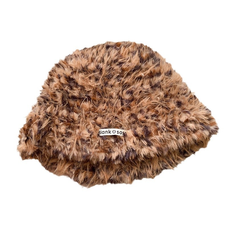 Meilad peluche sombrero de pescador para mujeres invierno 2024 nuevo estilo de cabeza grande cara pequeña sombrero de lana caliente y gruesa para proteger las orejas