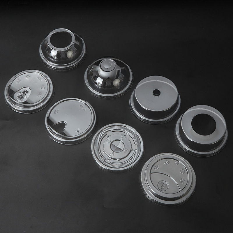 Taza de té de leche desechable de calibre 98 500 / 700 taza de té de plástico gruesa taza de jugo de leche con tapa