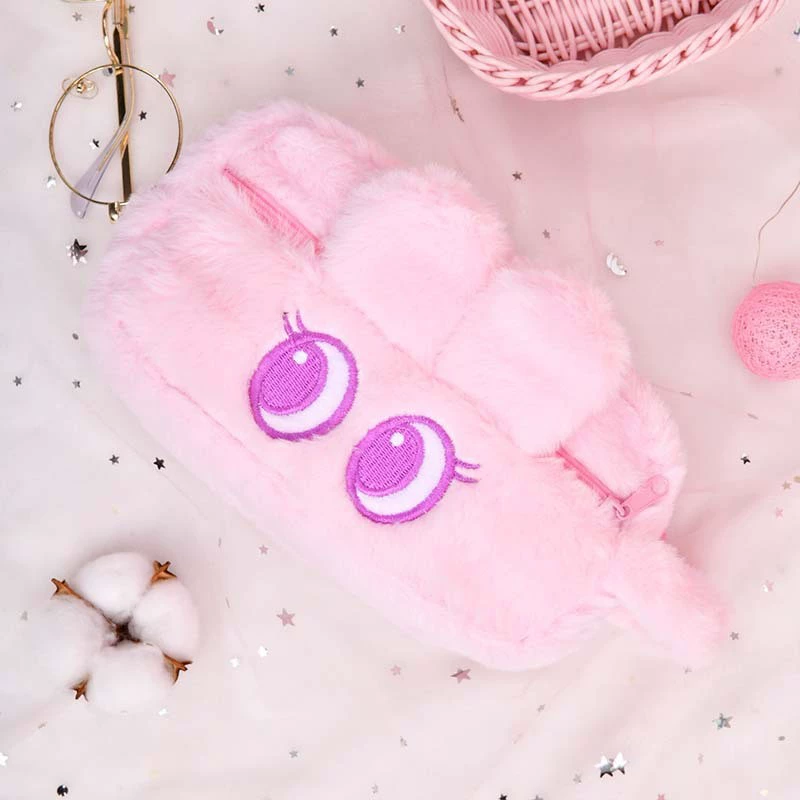 Plush Pencil Case, Japanese Style Capacious Case for Elementary Students, 14.3×6×4 cm