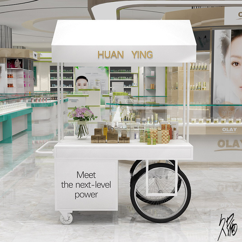 炸串车摆摊商场夜市架子商用带抽屉小吃车铁艺摊车展示架户外