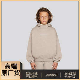 Essentials儿童卫衣23ss玄青黑潮牌童装男女童炸街宽松加绒帽