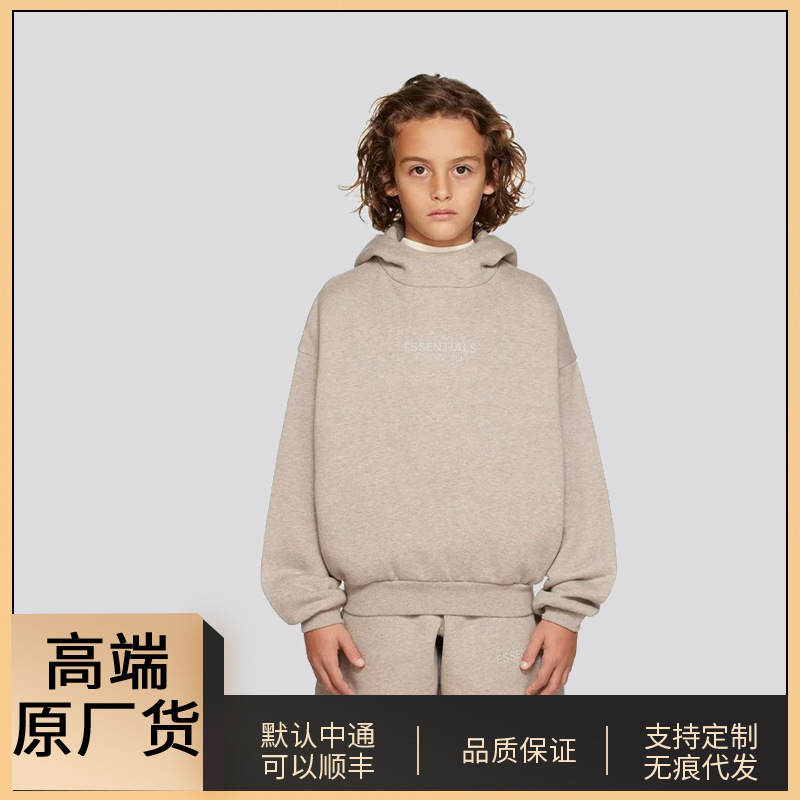 ESSENTIALS FOG Children's Cotton Blended Knitted Hoodie Autumn and Winter fleece-lined Casual Children's Clothing