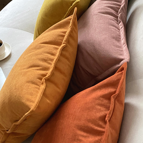 Nordic ins light luxury solid color edged pillow living room office sofa pillow bedroom bedside cushion pillow case