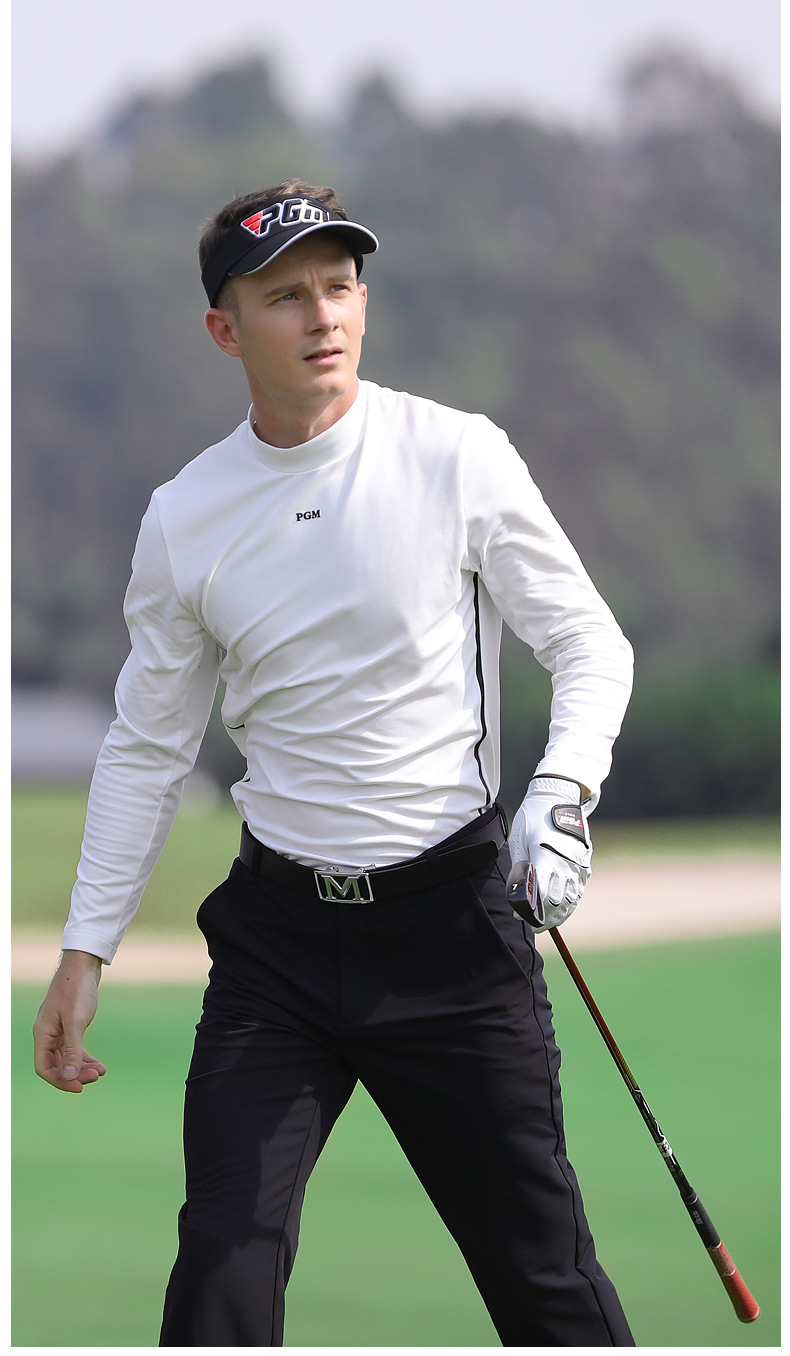 Áo polo nam dài tay golf PGM thu đông, vải nỉ giữ nhiệt — YF372 nam dài tay màu đỏ, Áo dài tay nam YF372 màu trắng, Áo dài tay nam YF372 màu đen chi tiết 7