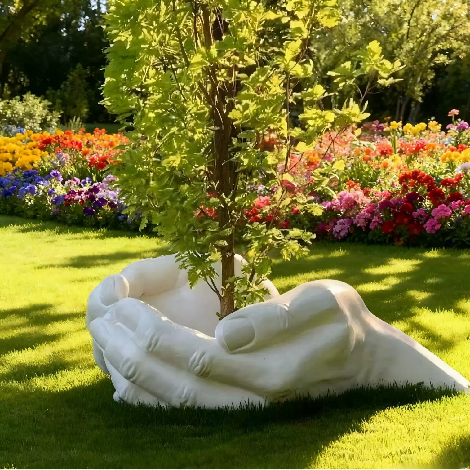 现代创意合手景观雕塑 户外庭院市政公园装饰 大尺寸耐候艺术装置