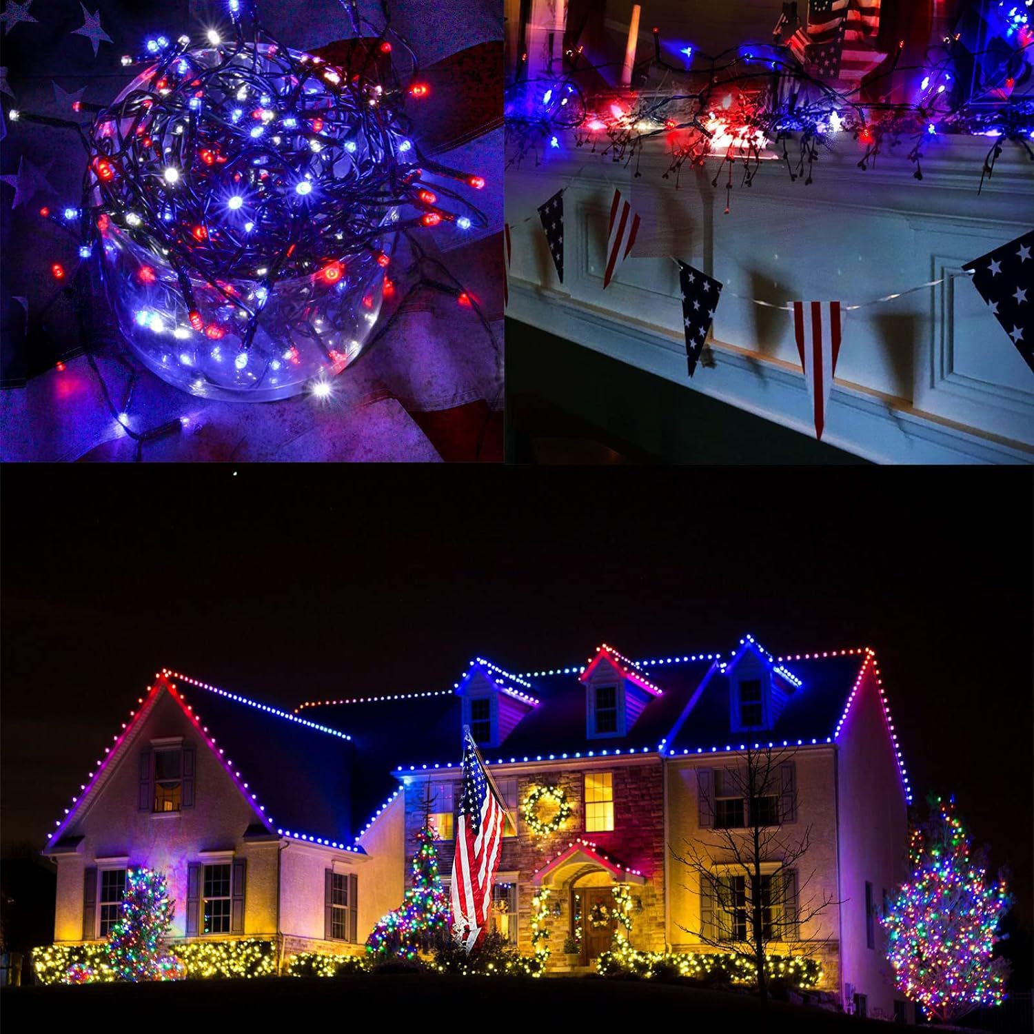 Christmas lighting Outdoor solar light string Christmas holiday courtyard garden decoration layout full of stars Independence Day Halloween lights_voghion.com