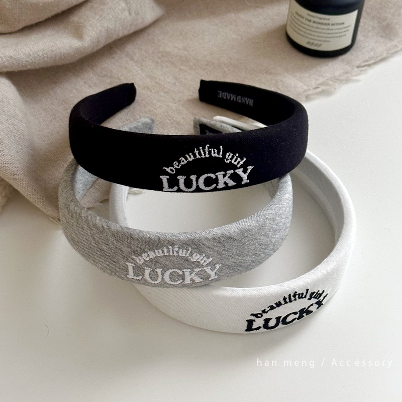 LUCKY刺绣字母发箍海绵高颅顶头箍新款高级感日常洗脸发箍发饰女|undefined