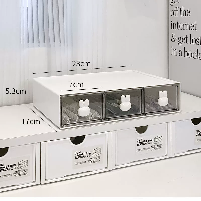 Desktop Acrylic Storage Box, Transparent 3-Layer Stackable Drawer Organizer for Desk and Dorm