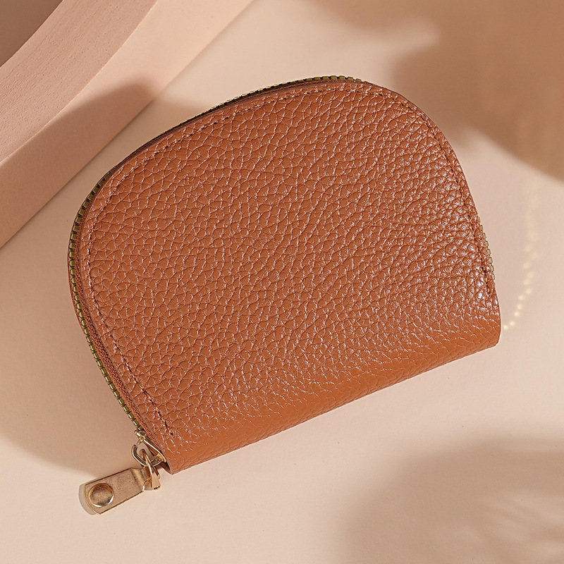 Transfronterizo emitió una pequeña bolsa de tarjetas de órgano semicircular de concha fresca, funda protectora de tarjeta de múltiples tarjetas, bolsa de almacenamiento de tarjeta de crédito