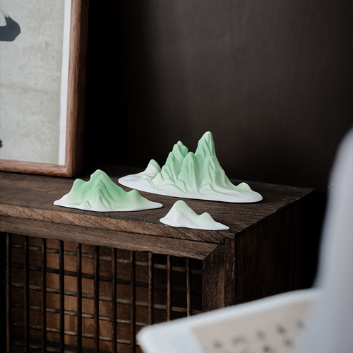 Ceramic Thousand Miles of Rivers and Mountains Rockery Ornaments New Chinese Zen Style Home Entrance Fish Tank Landscape Soft Desktop Decoration