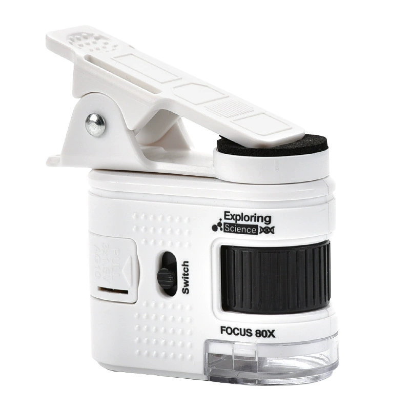 80-кратный портативный микроскоп мобильный телефон зажим детский научный эксперимент